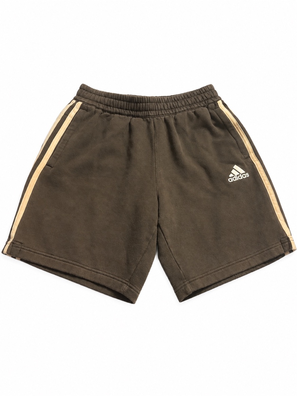 Adidas Men's Brown Athletic Shorts with Contrast Stripes Size S